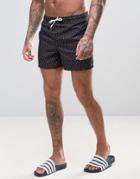 D Struct Swim Shorts With Pink Mini Spot - Black