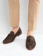 Asos Loafers In Woven Brown Leather - Brown