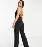 Vesper Tall Wide Leg Jumpsuit With Low Back In Black