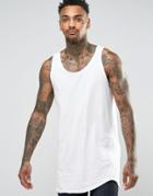 Asos Super Longline Tank With Curved And Raw Edge - White