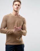 Jack & Jones Sweater With Raw Hem Detail - Brown