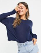 Superdry Montauk Lace Pocket Slouch Top In Blue-blues