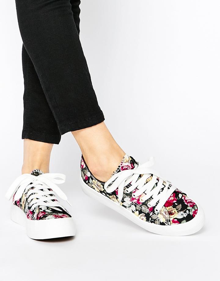 Park Lane Floral Sneakers - Black Floral