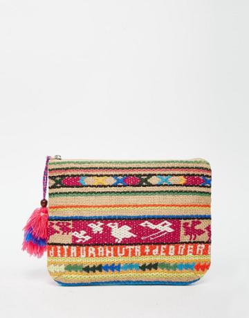 Star Mela Embroidered Pouch With Tassels