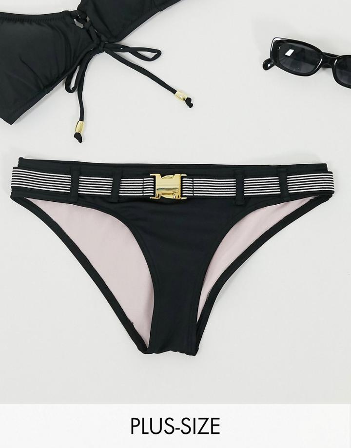 Only Brazil Bikini Bottoms With Clasp Belt In Black