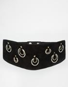 Asos Suede Wide Waist Belt With Ring Detail - Black