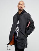 Alpha Industries Ma1-tt Longline Bomber Jacket Slim Fit In Black - Black