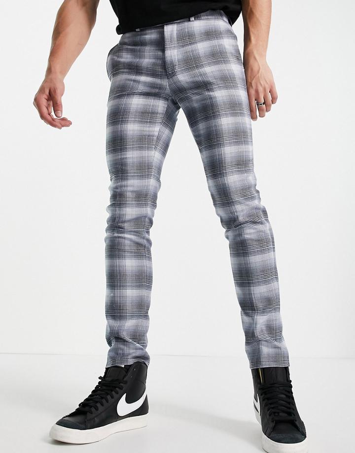 Topman Skinny Suit Pant In Blue Check-blues