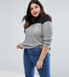 Junarose Plus Sweater In Color Block - Gray