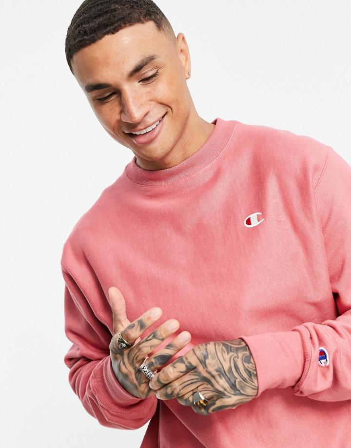 Champion Small Logo Sweatshirt In Coral Pink