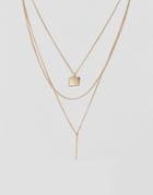 Asos Sleek Shapes Multirow Necklace - Gold
