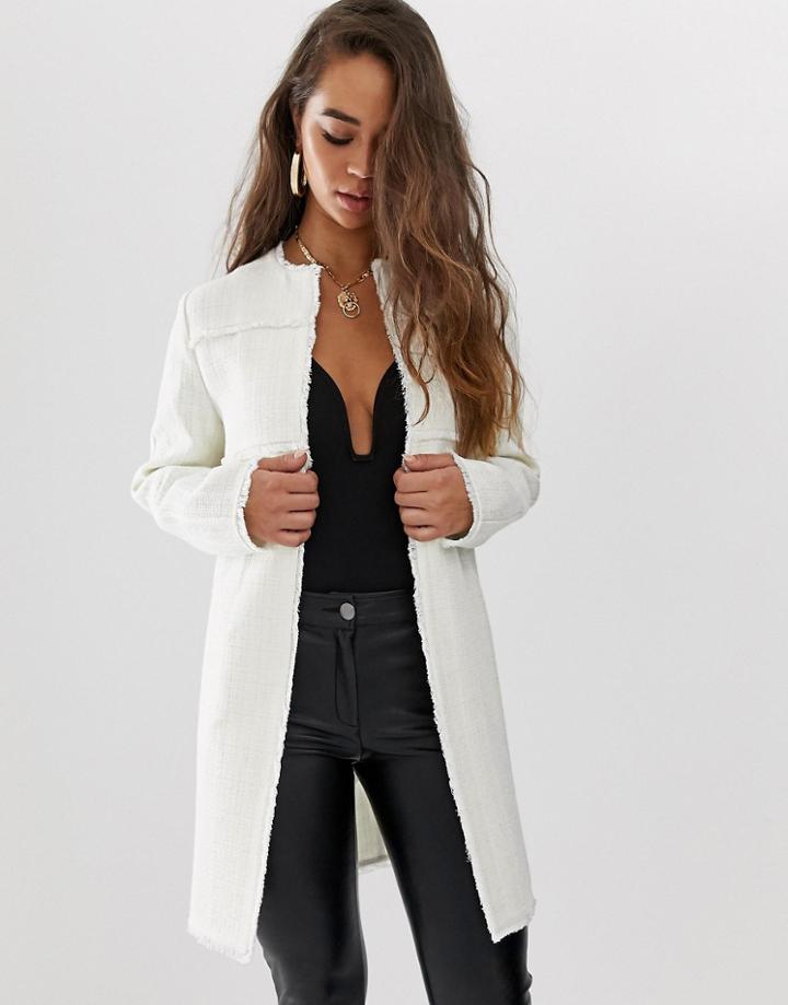 Asos Design Boucle Textured Coat - White