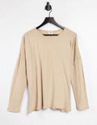 Cotton: On Relaxed Long Sleeve T-shirt In Beige-neutral