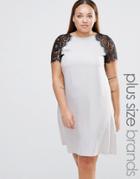 Praslin Plus Dress With Lace Sleeves - Pink