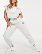Asos Weekend Collective Hourglass Oversized Sweatpants With Logo In Gray-grey