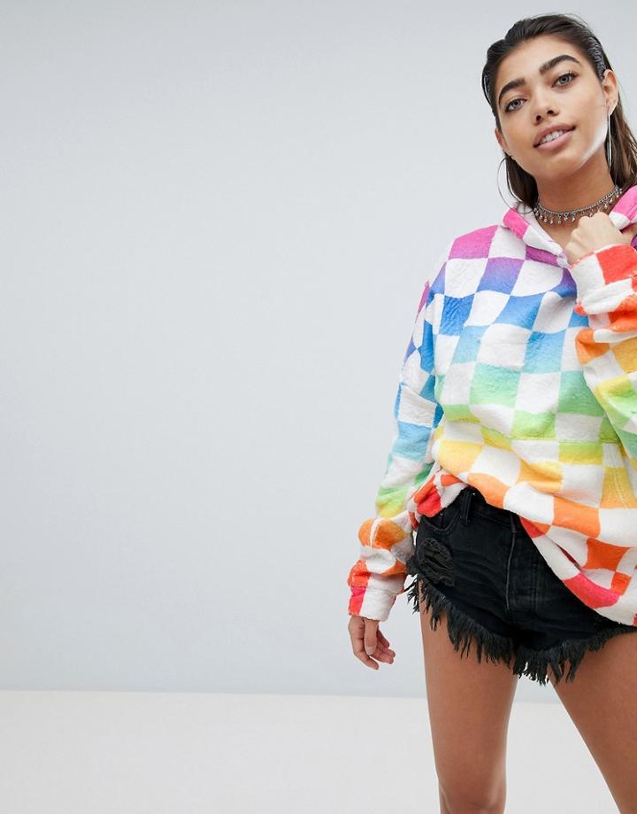 Jaded London Fleece Festival Hoodie In Motocross Print - Multi