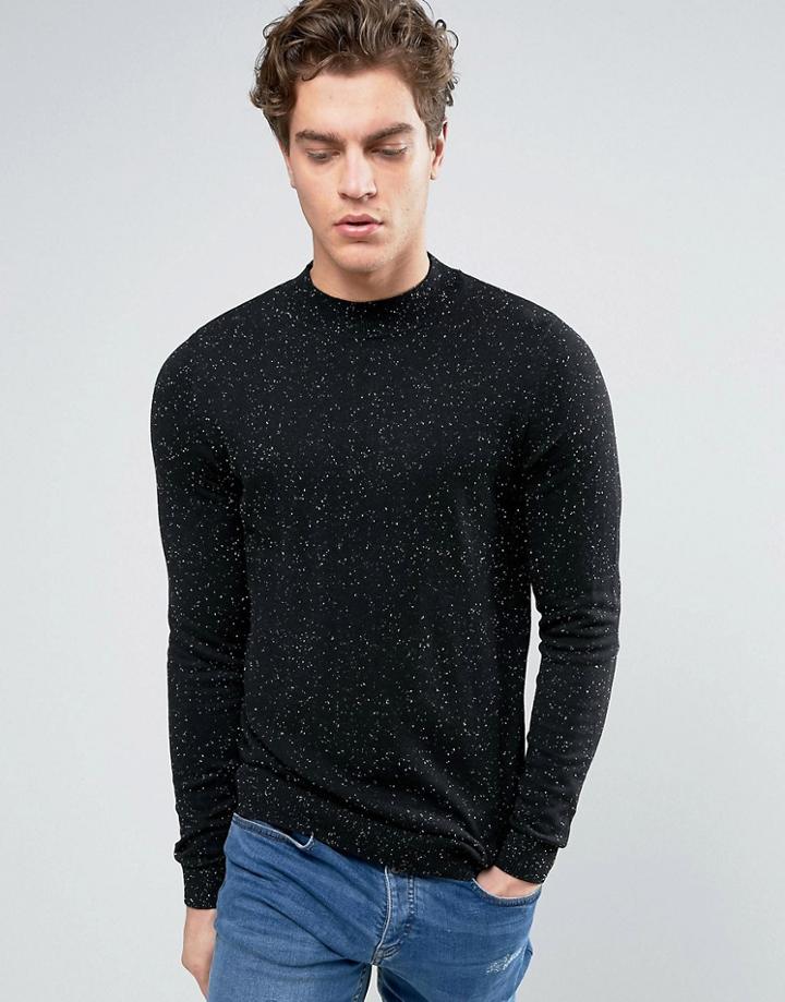 New Look Sweater With Contrast Nep In Black - Black