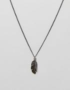 Pull & Bear Necklace With Feather Pendant - Black