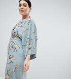 Asos Design Curve Exclusive Embroidered Kimono Midi Dress - Green