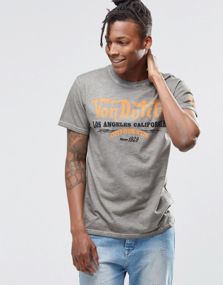 Von Dutch T-shirt With Large Logo - Green