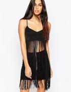 Oh My Love Fringed Cami Top - Black