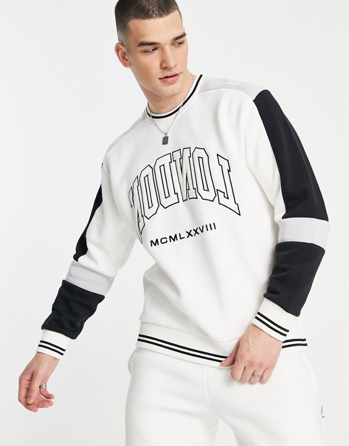 Topman Signature Varsity Sweatshirt In White