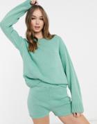 Asos Design Two-piece Crew Neck Sweater With Long Sleeve In Light Green