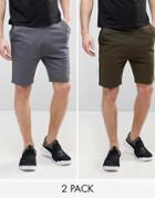 Asos Skinny Shorts 2 Pack Khaki/ Washed Black Save - Multi