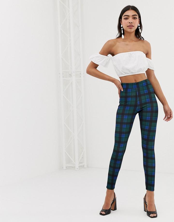 New Look Leggings In Check - Green