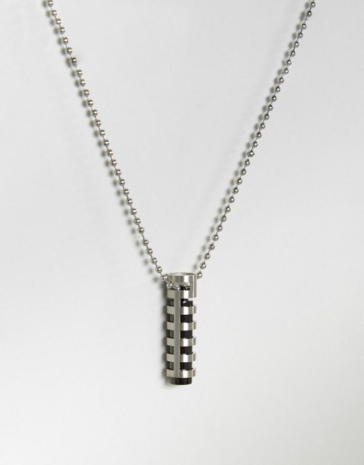 Seven London Necklace In Silver With Tube Pendant - Silver