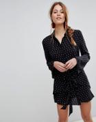 Qed London Polka Dot Shirt Dress - Black