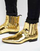 Asos Chelsea Boots In Gold With Double Zip - Gold