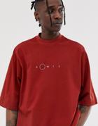 Asos White Oversized T-shirt With Print-red