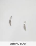 Kingsley Ryan Sterling Silver Fine Feather Stud Earrings - Silver