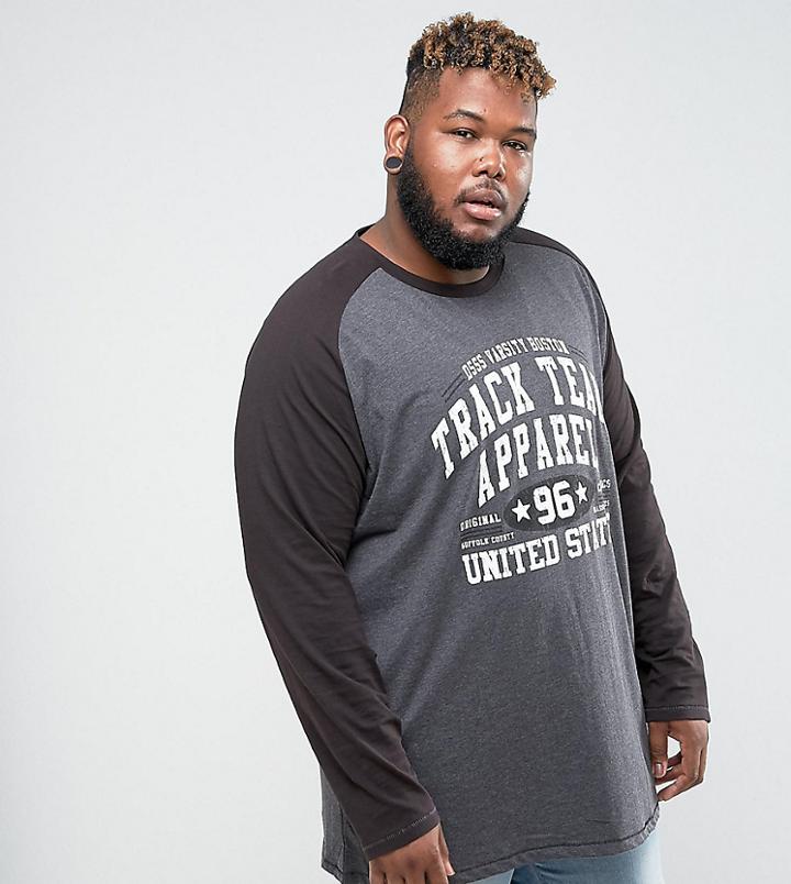 Duke King Size Long Sleeve Raglan T-shirt With Apparel Print - Black
