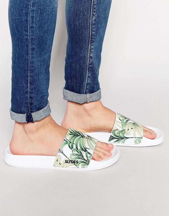 Slydes Palm Slider Flip Flops - White