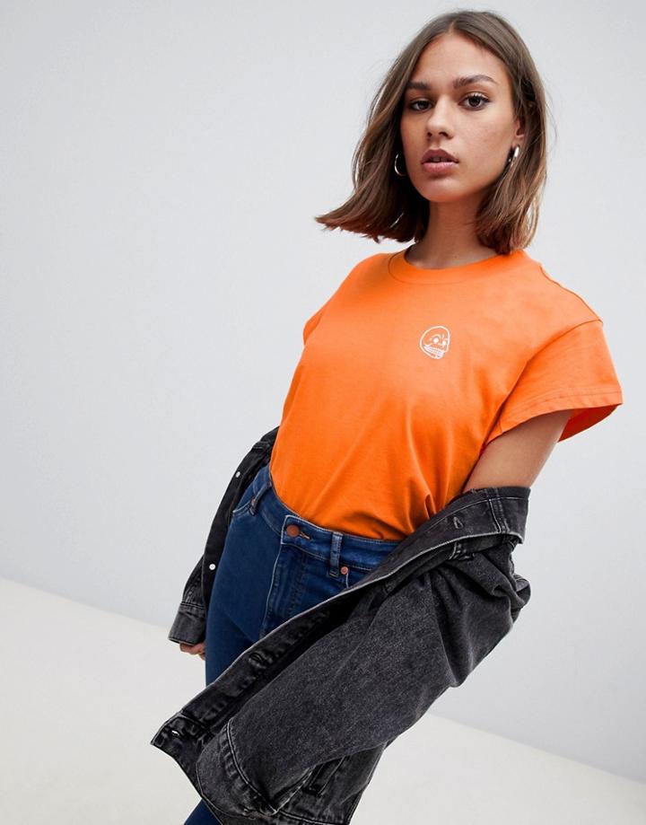 Cheap Monday Skull Screen Logo T-shirt - Orange