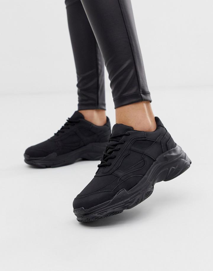 Public Desire Blend Black Color Drenched Chunky Sneakers - Black