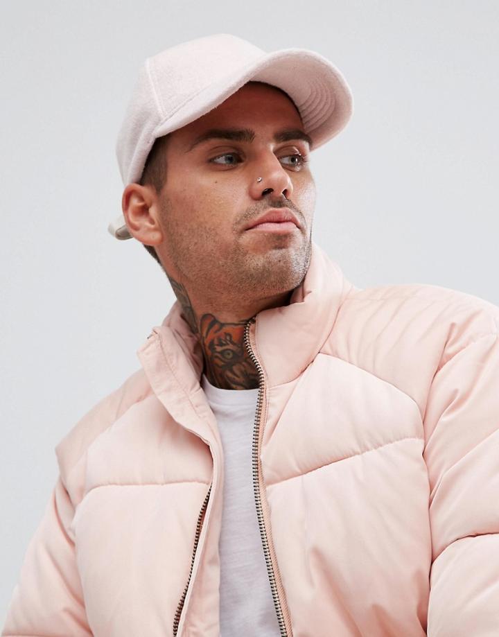 Asos Baseball Cap In Pink Textured Fabric - Pink