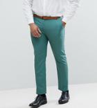 Asos Plus Wedding Slim Suit Pants In Pine Green 100% Wool - Green