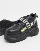 Buffalo Gallip Chunky Sole Sneakers With Clasp Detail In Black