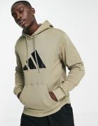 Adidas Training Hoodie With Large Bos Logo In Khaki-green