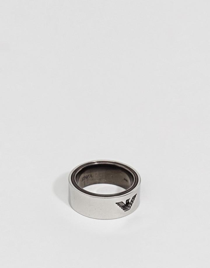 Emporio Armani Eagle Band Ring In Silver - Silver