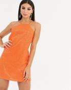 Club L London Cut Away Sequin Strappy Back Mini Dress-orange