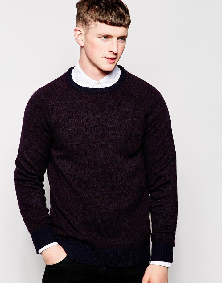 Brave Soul Crew Knit Print Sweater - Black