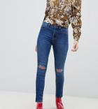 New Look Tall Ripped Knee Skinny Jeans In Blue - Blue