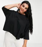 Asos Design Curve Slouchy T-shirt With Batwing Sleeve In Black