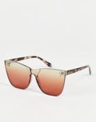 Quay Come Thru Cat Eye Sunglasses In Lime Rose Revo-green