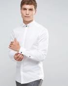Asos Skinny Shirt With Wing Collar - White