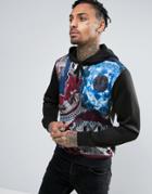 Versace Jeans Hoodie With Large Floral Glass Print - Black